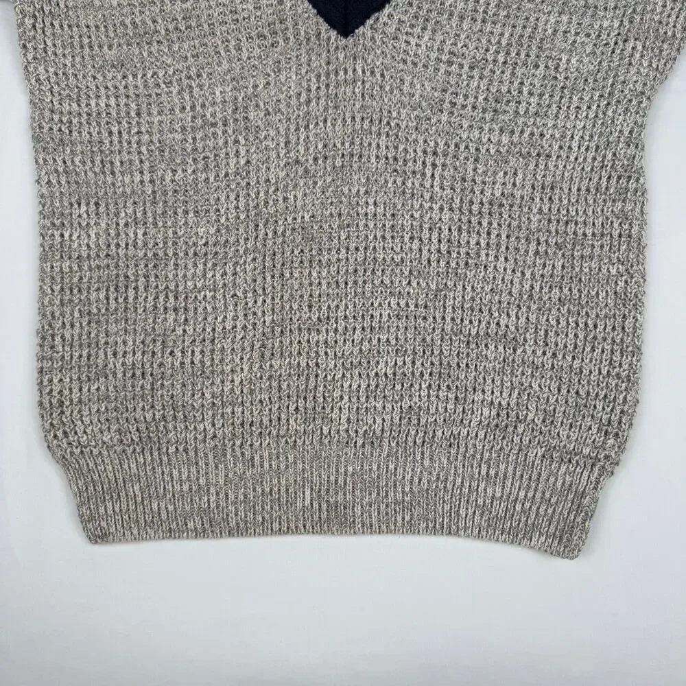 Michael Gerald Vintage Collegiate V-Neck Knit Sweater Geo Border Mens Medium